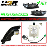 2004-2008 Acura TSX JDM Euro-R Style Clear D2S Headlights