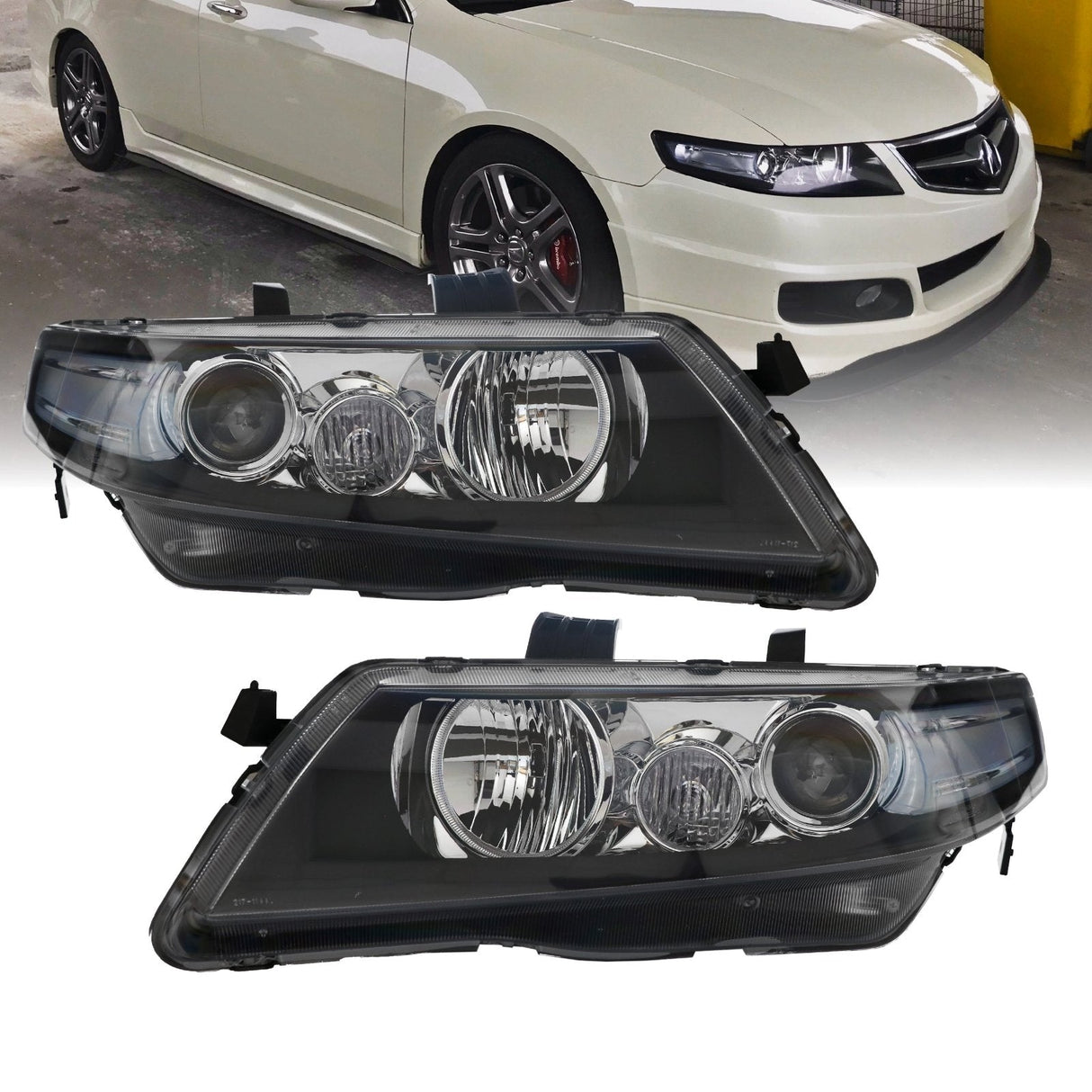2004-2008 Acura TSX JDM Euro-R Style Clear D2S Headlights