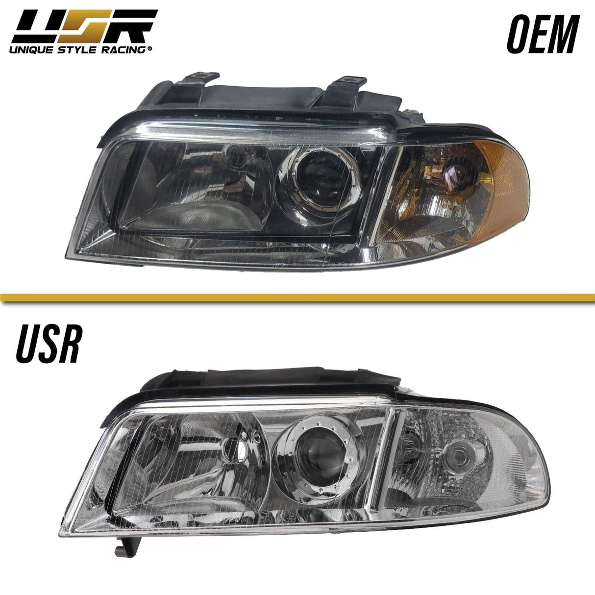1999-2001 Audi B5 A4 & 00-02 S4 Chrome Projector Euro Am Headlights Set