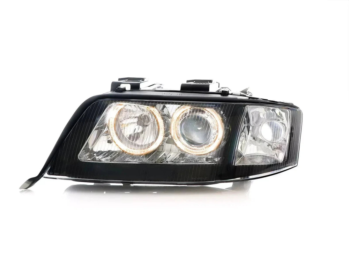 1998-2001 Audi A6 C5 D2S Black Angel Eye Projector Headlights