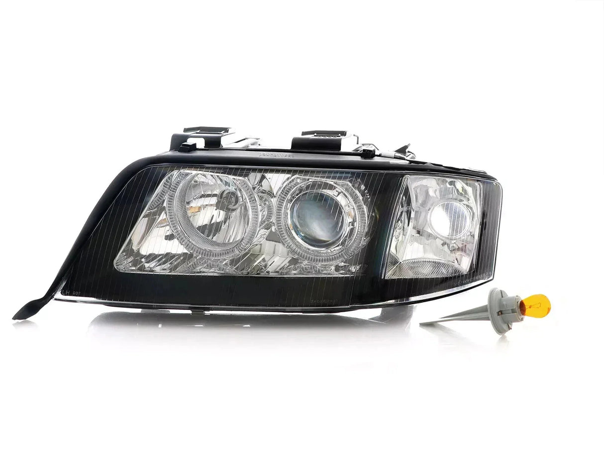 1998-2001 Audi A6 C5 D2S Black Angel Eye Projector Headlights