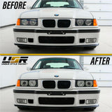 1992-1999 BMW E36 P36 Style Black Headlights with White UHP LED