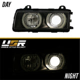 1992-1999 BMW E36 Black Projector Angel Eye Headlights - H7/H7