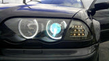 1999-2001 BMW E46 4d P46 Style Black Headlight White UHP LED