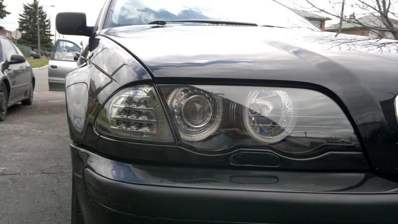 1999-2001 BMW E46 4d P46 Style Black Headlight White UHP LED