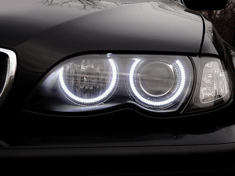 1999-2001 BMW E46 4d P46 Style Black Headlight White UHP LED