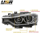 2012-2015 BMW F30 3 Series Black Projector Headlights with Halogen Bulbs
