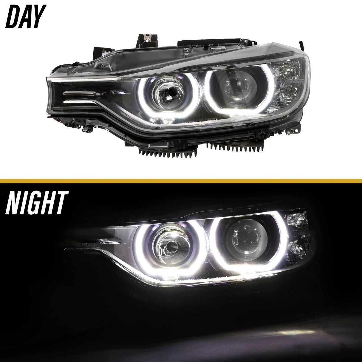 2012-2015 BMW F30 3 Series Black Projector Headlights with Halogen Bulbs