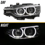 2012-2015 BMW F30 3 Series Black Projector Headlights with Halogen Bulbs