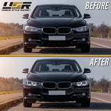 2012-2015 BMW F30 3 Series Black Projector Headlights with Halogen Bulbs