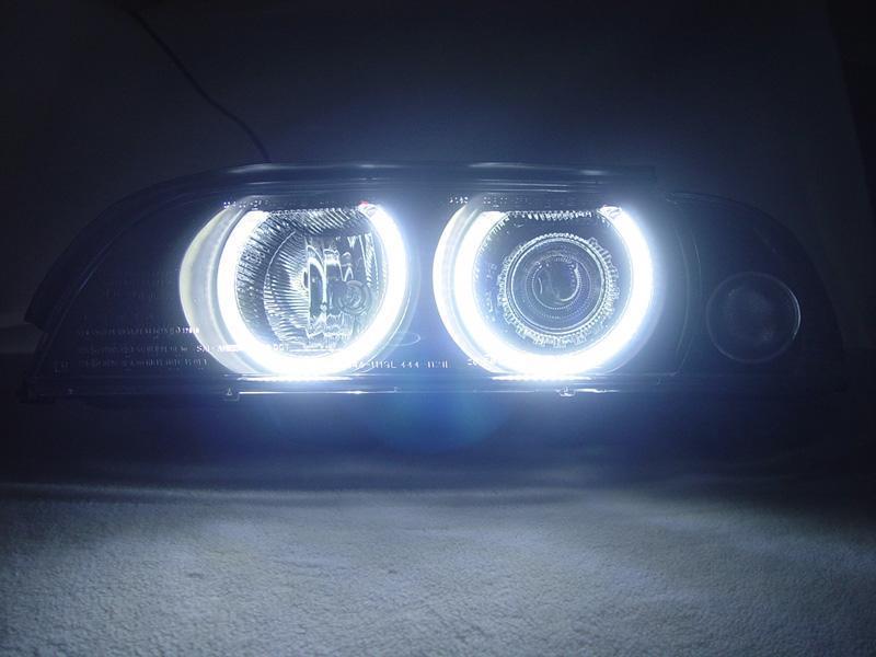 1997-2003 BMW E39 5 Series Black Projector Angel Eye Headlights