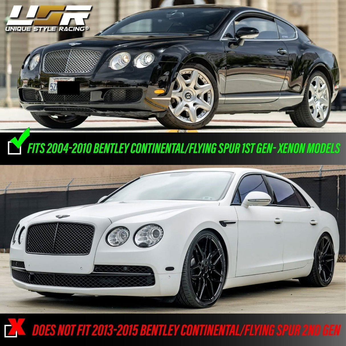 2004-2010 Bentley Continental GT Facelift Style Chrome LED Projector Headlights Polyurethane
