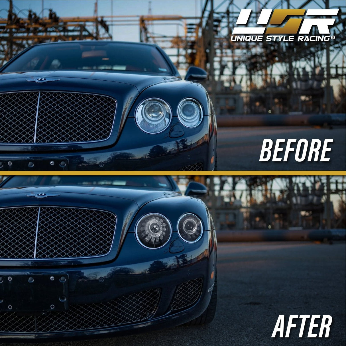 2004-2010 Bentley Continental GT Facelift Style Chrome LED Projector Headlights Polyurethane