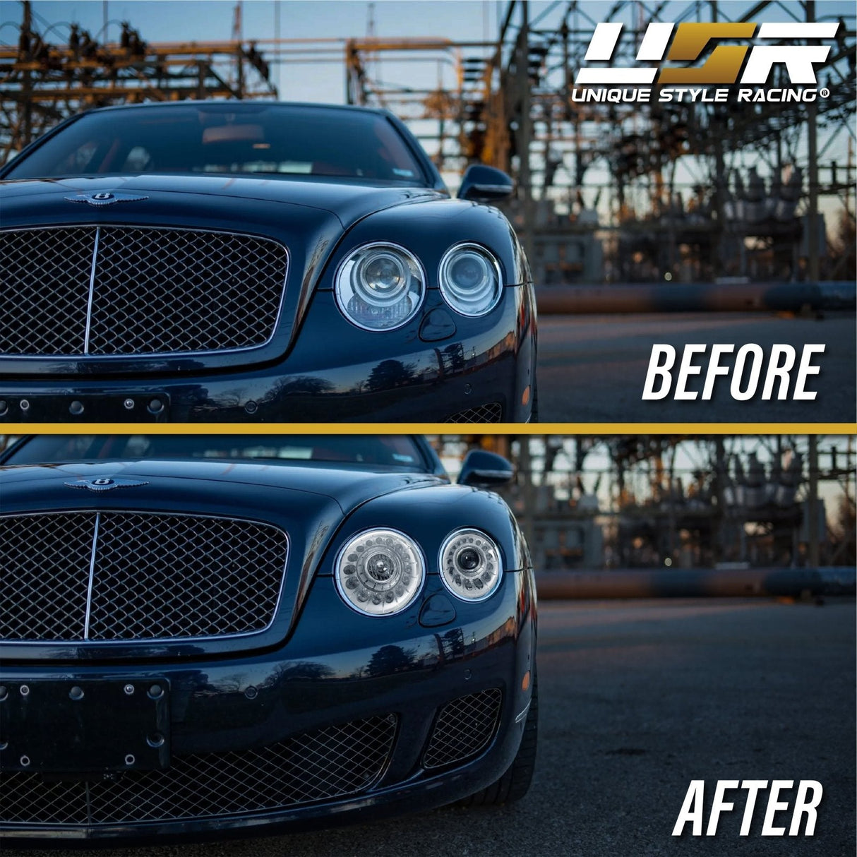 2004-2010 Bentley Continental GT Facelift Style Chrome LED Projector Headlights Polyurethane