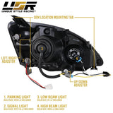 2002-2005 Honda Civic 3D Si Black Projector Headlight Set