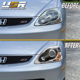 2002-2005 Honda Civic 3D Si Black Projector Headlight Set