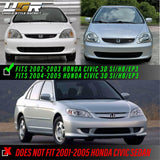 2002-2005 Honda Civic 3D Si Black Projector Headlight Set