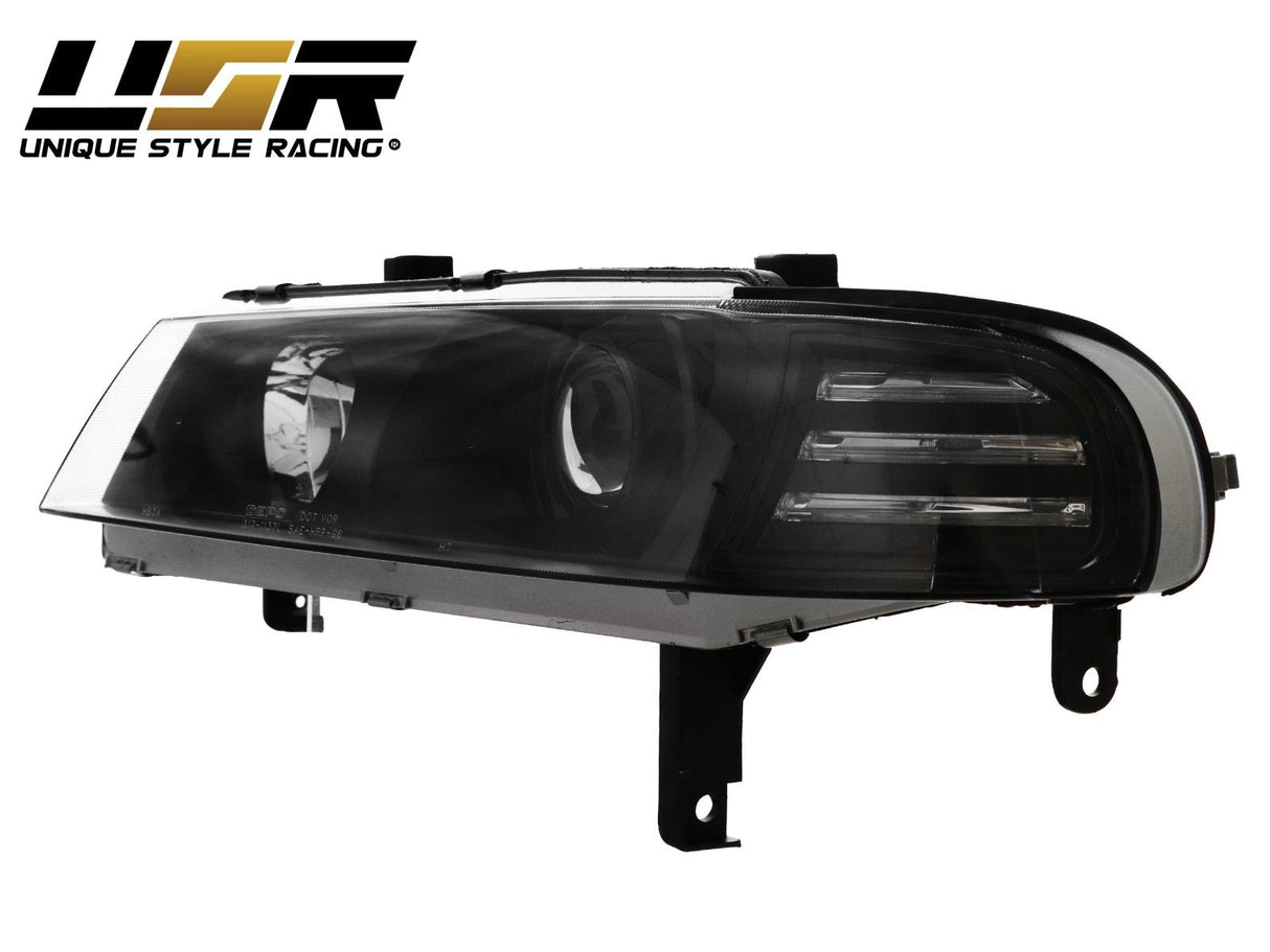 1992-1996 Honda Prelude DM Style Black Projector Headlight Set