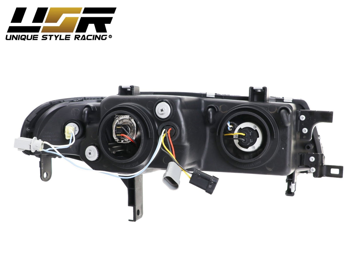 1992-1996 Honda Prelude DM Style Black Projector Headlight Set