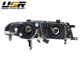 1992-1996 Honda Prelude DM Style Black Projector Headlight Set