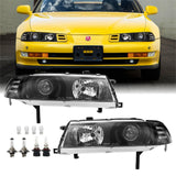 1992-1996 Honda Prelude DM Style Black Projector Headlight Set