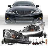 2006-2013 Lexus Is250/Is350 Depo V2 Oe Facelift Style W/Drl Led Bar Projector Black Headlight Set
