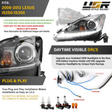 2006-2013 Lexus Is250/Is350 Depo V2 Oe Facelift Style W/Drl Led Bar Projector Black Headlight Set