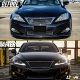 2006-2013 Lexus Is250/Is350 Depo V2 Oe Facelift Style W/Drl Led Bar Projector Black Headlight Set