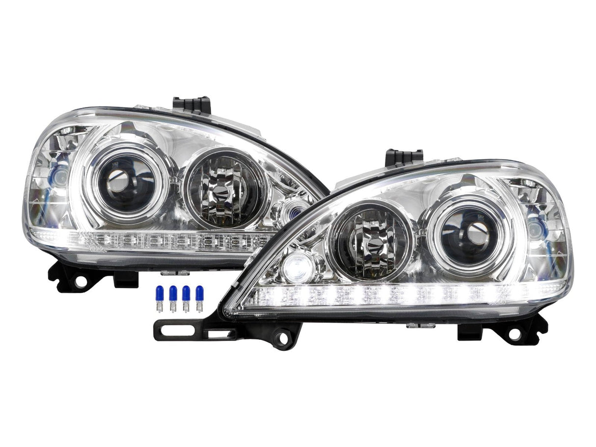 2002-2005 Mercedes ML Class Euro Look Chrome Projector Headlights w/ LED