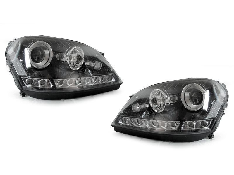 2006-2008 Mercedes W164 ML-Class Chrome Projector Headlights w/ LED Strip