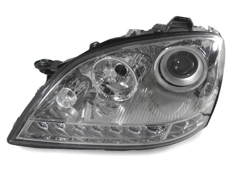 2006-2008 Mercedes W164 ML-Class Chrome Projector Headlights w/ LED Strip