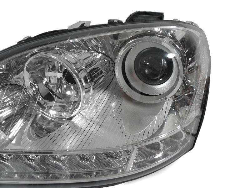 2006-2008 Mercedes W164 ML-Class Chrome Projector Headlights w/ LED Strip