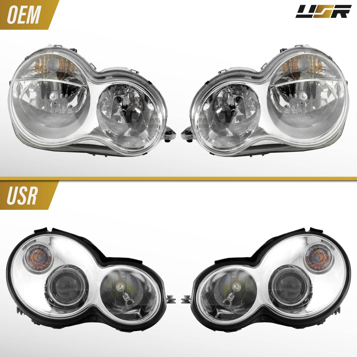 2001-2005 Mercedes W203 2d Coupe Chrome Projector Headlight