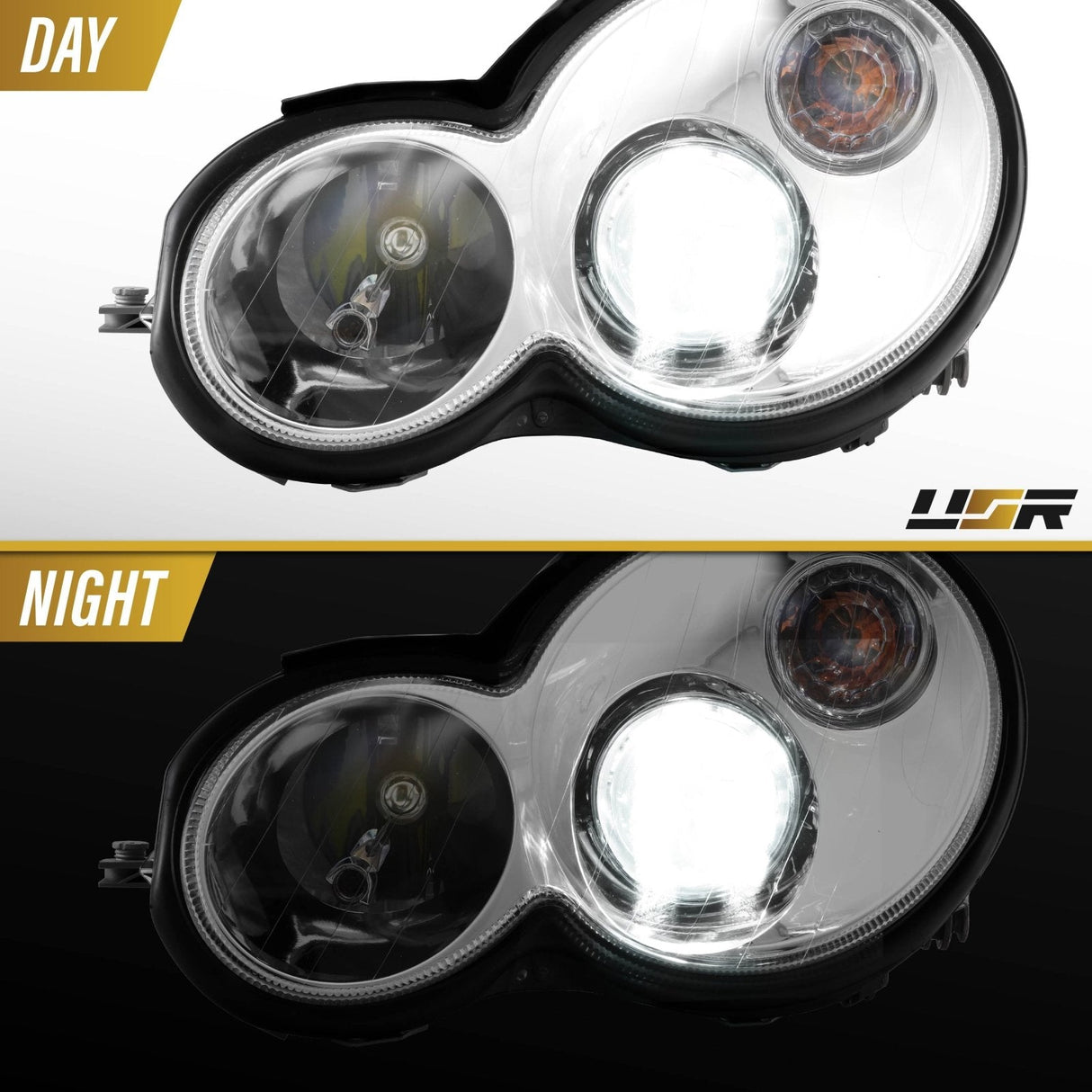 2001-2005 Mercedes W203 2d Coupe Chrome Projector Headlight