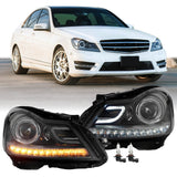 2012-2014 Mercedes W204 C Class AMG Style Black Projector Headlights