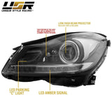 2012-2014 Mercedes W204 C Class AMG Style Black Projector Headlights