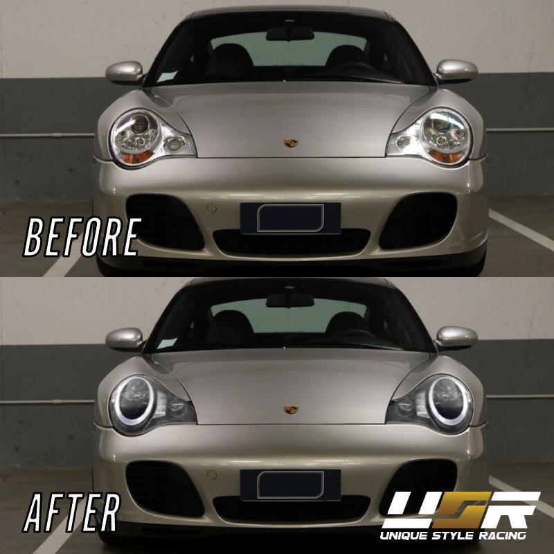 2002-2004 Porsche 911 Turbo Black LED Projector Headlights - D2S Xenon