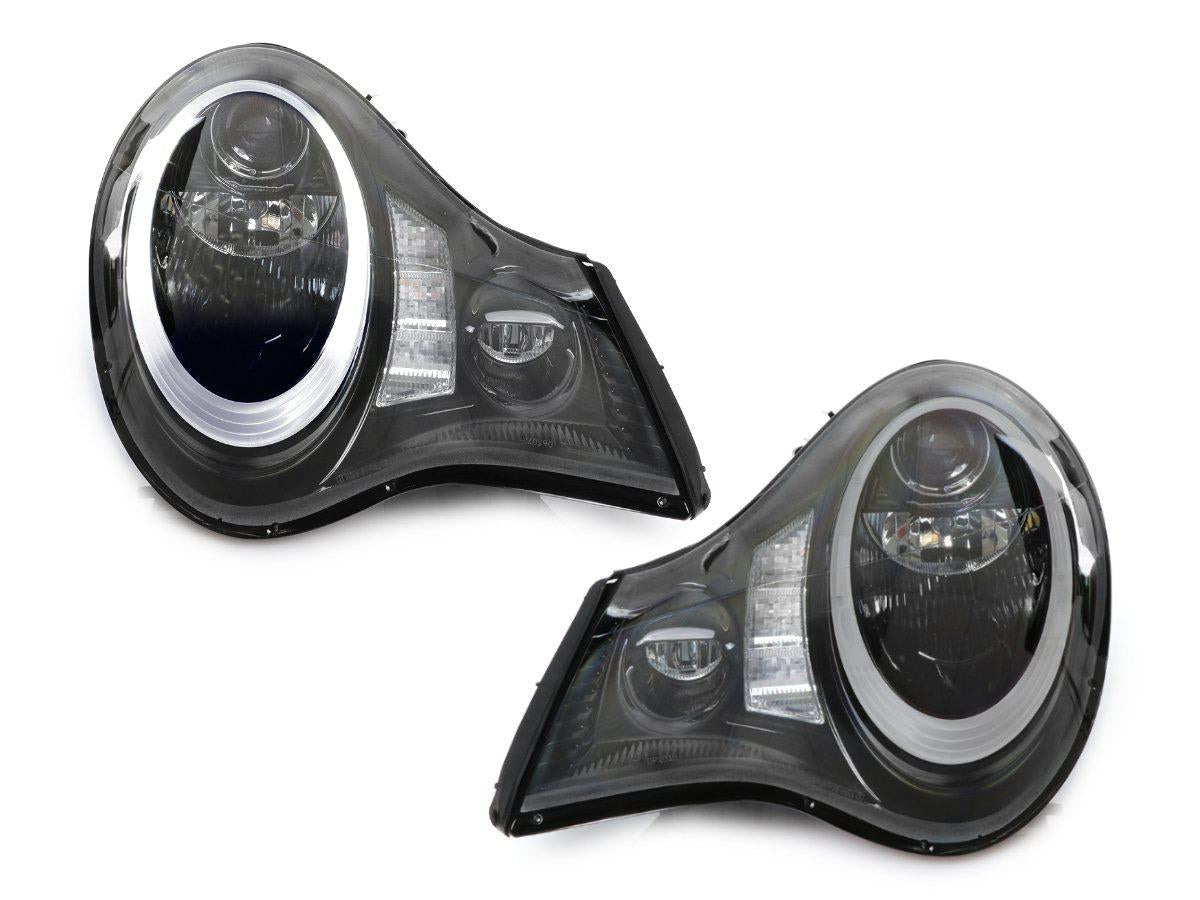 2002-2004 Porsche 911 Turbo Black LED Projector Headlights - D2S Xenon