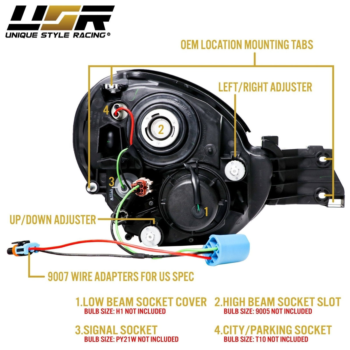 2002-2003 Subaru Impreza JDM Style Projector Headlights
