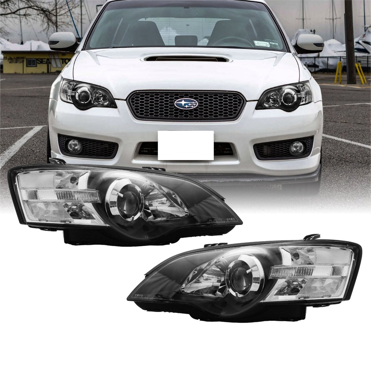 2005-2007 Subaru Legacy Clear Black Projector Headlight