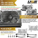 1991-1997 Toyota Land Cruiser FJ80 Crystal Chrome Headlights with Wiring