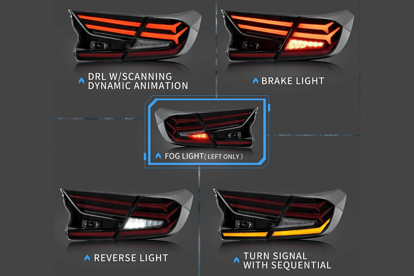 Honda Accord 10th Gen (CV1/CV2/CV3) Pre-Facelift Twin Line LED Tail Lights (2018-2021) - K2 Industries