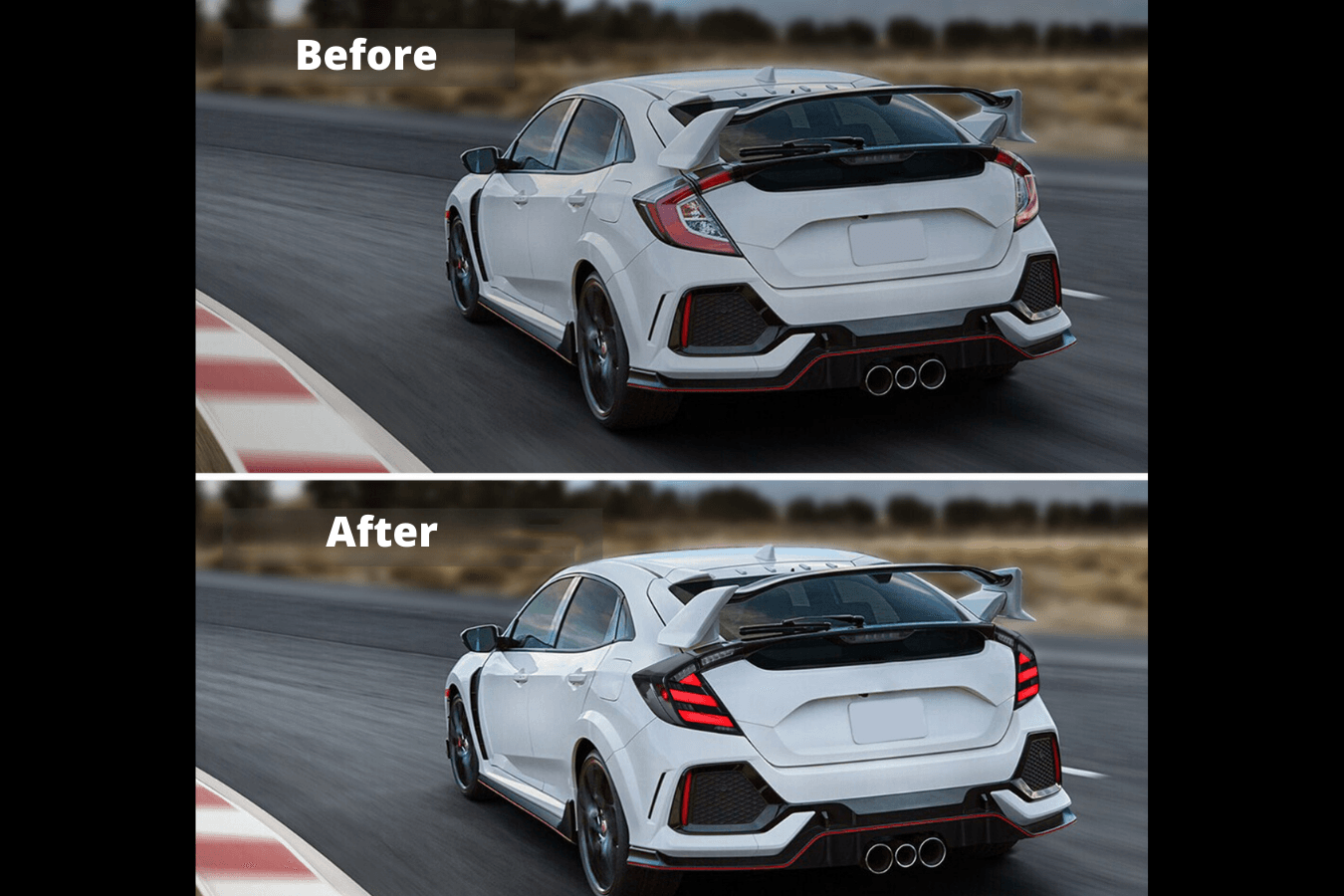 Honda Civic 10th Gen Hatchback and Type R Smoked Style LED Tail Lights Upgrade (2016-2021) - K2 Industries