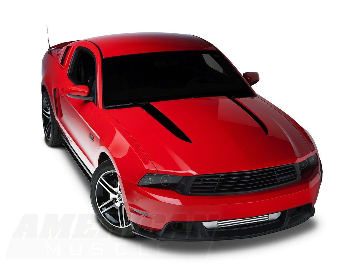 SEC10 Hood Accent Decal; Gloss Black (10-12 Mustang GT, V6)