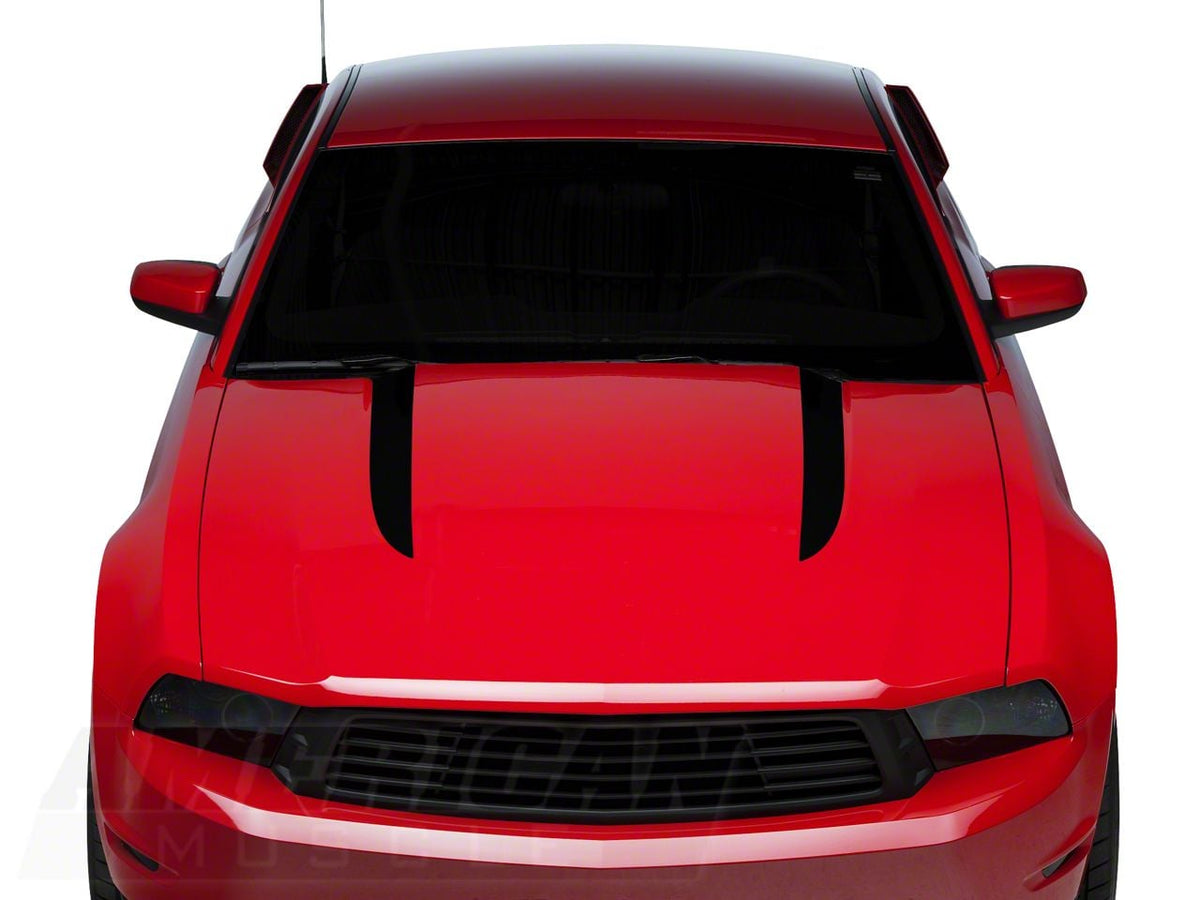 SEC10 Hood Accent Decal; Gloss Black (10-12 Mustang GT, V6)