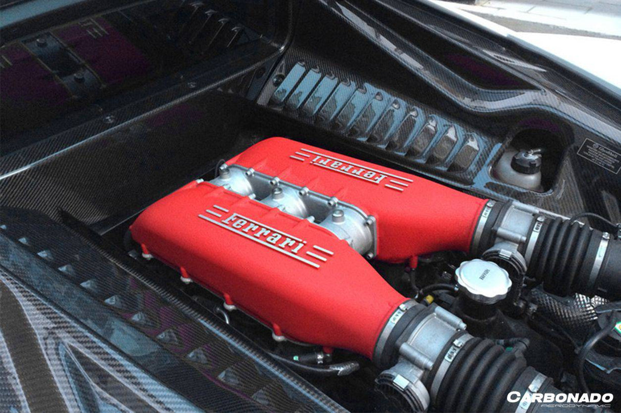 2010-2015 Ferrari Style DRY Carbon Fiber Engine Bay Panels Carbonado (OE) Fits: 458 Italia and Spider, 458 Speciale