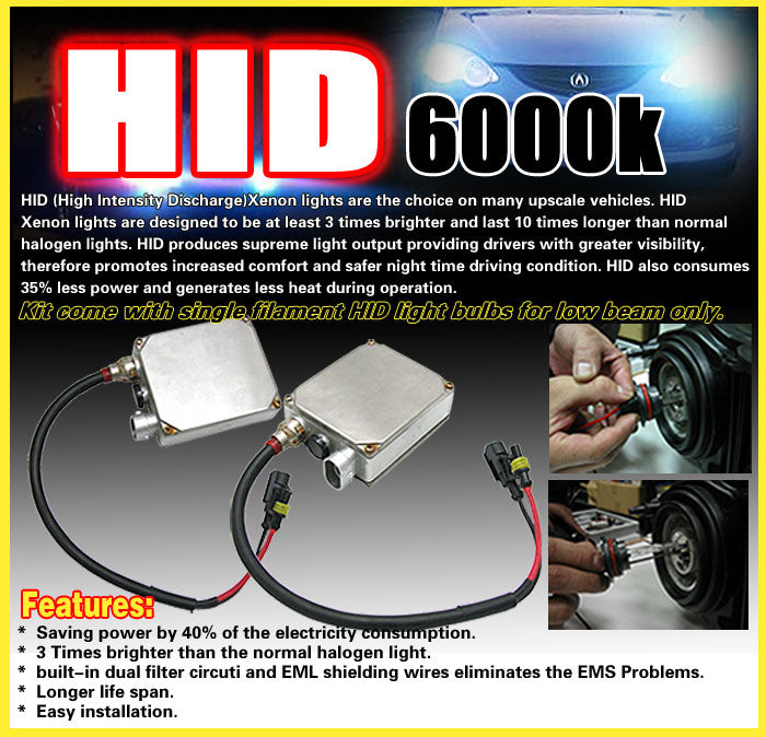 6000K Hid Fits 96-98 Honda Civic EK JDM Yellow Fog Lights Lamps