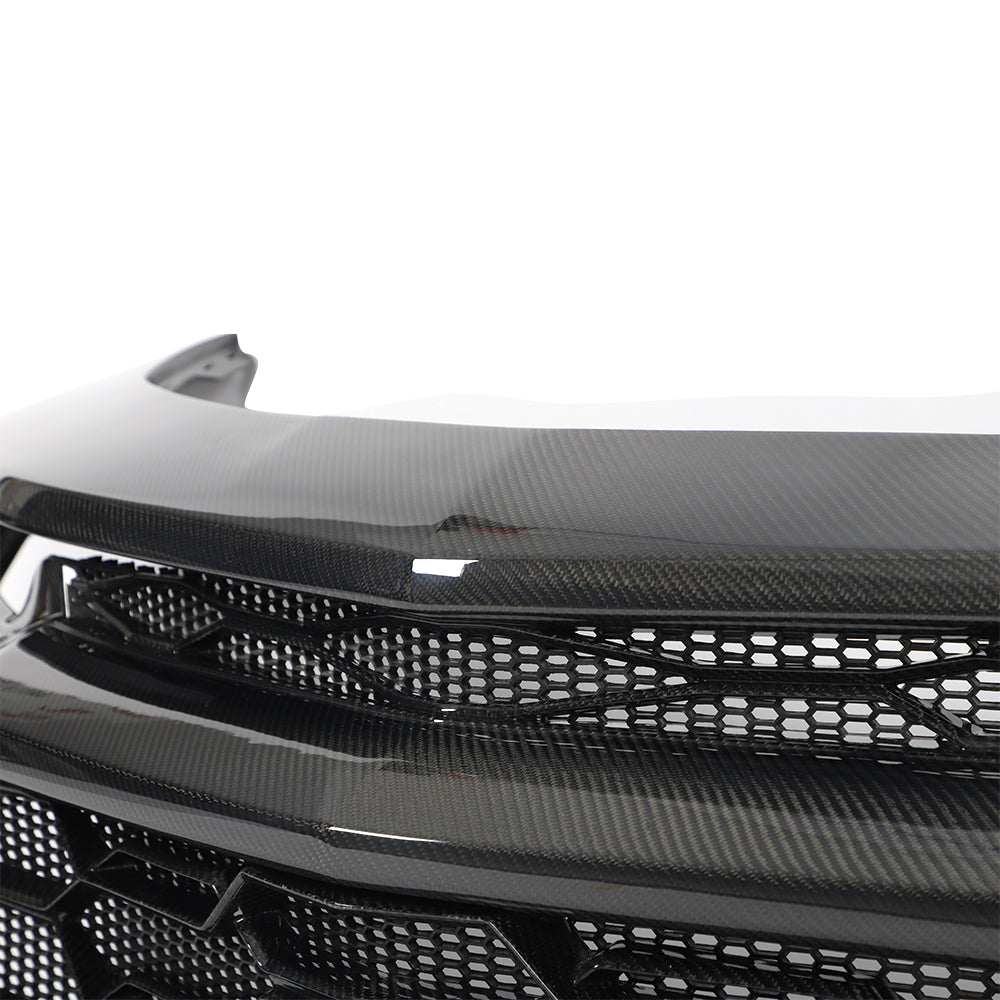 2019-2025 Chevy Camaro SS RS LT Black Panther ZL1 1LE 1PC Full Gloss Carbon Fiber Track Package Front Bumper Conversion for RS Headlights