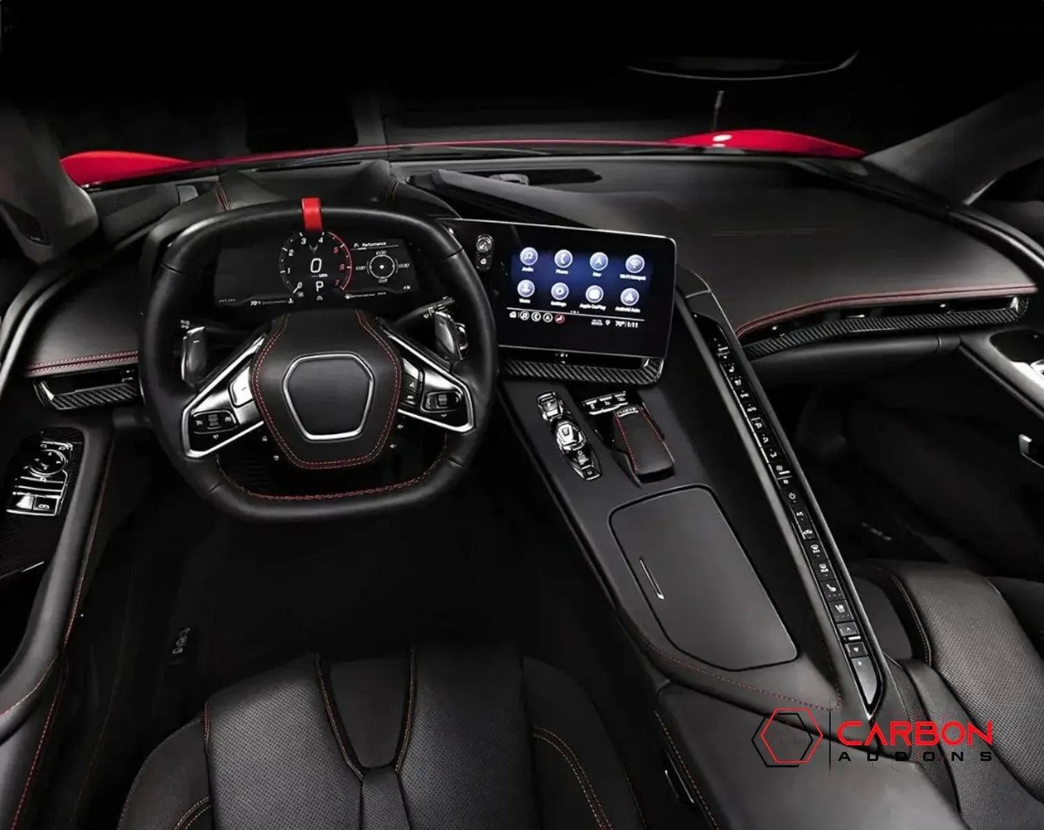 C8 Corvette Dash Chrome Trim Carbon Fiber Cover Kit