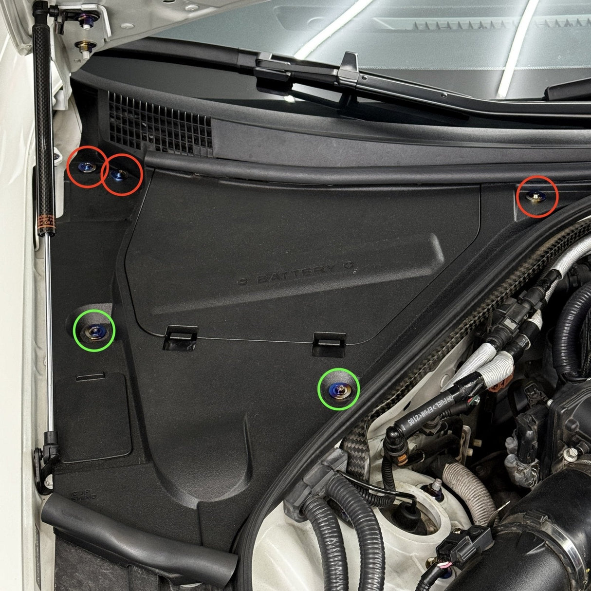 JDC Titanium Battery & Brake Reservoir Panel Plastic Rivet Replacement Kit | Nissan R35 GT-R